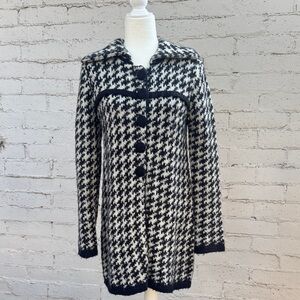 VINTAGE Carducci Long Houndstooth Cardigan Size M